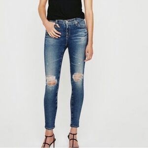 AG Adriano Goldschmied The Legging Ankle Super Skinny Ankle Distressed Jeans 30"